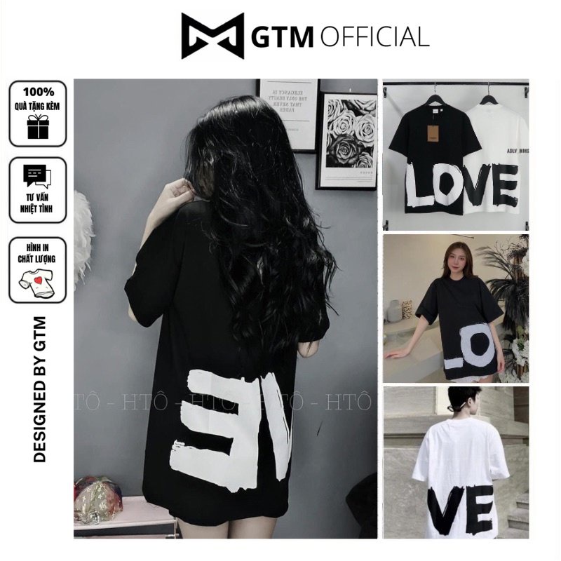Áo Thun tay lỡ LOVE form rộng chất Cotton, Áo Phông burberry in chữ Love nam nữ giá rẻ cho học sinh mặc lớp couple GTM