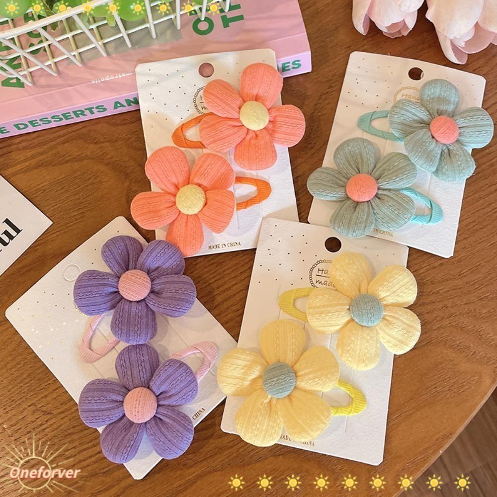 Set 4 Cặp Kẹp Tóc Di Động Bằng Vải Họa Tiết Hoa Cho Bé Gái