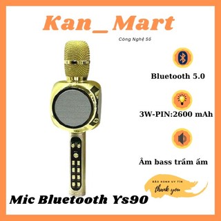 Micro karaoke bluetooth YS90 hỗ trợ ghi âm , Mic karaoke không dây , Bảo hành 6 tháng