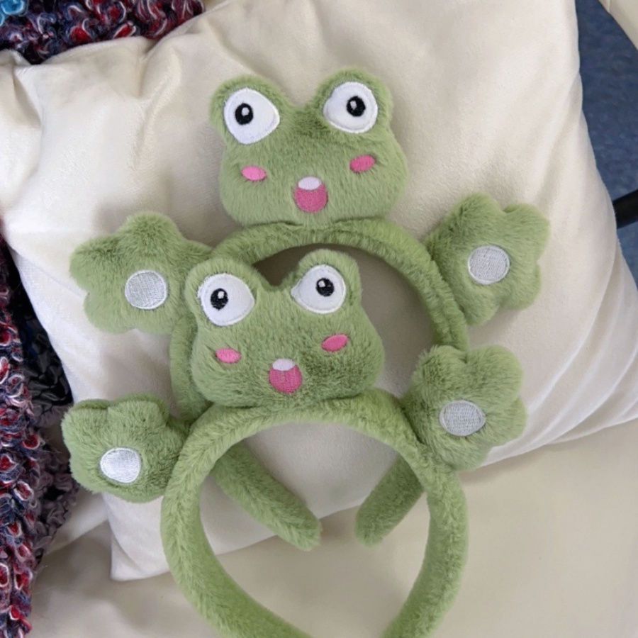 Băng Đô Cài Tóc Hình Ếch Hoạt Hình Nhồi Bông Dễ Thương Cho Bé Gái Rửa Mặt