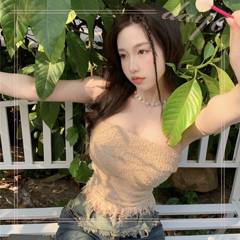 Áo Croptop Sát Nách Màu Sắc Đơn Giản Phong Cách Hàn Quốc Cho Nữ