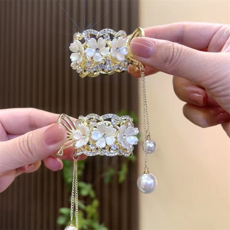 Kẹp Tóc Đính Đá Ngọc Trai Nhân Tạo Thời Trang Dành Cho Nữ