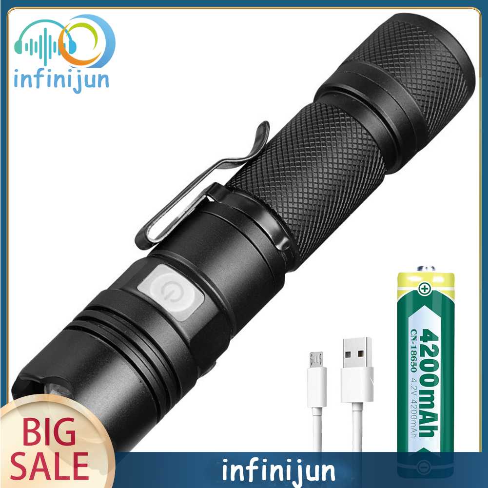 Đèn Pin LED XHP50 800LM 5 Chế Độ 1200mAh Sạc USB Tiện Dụng