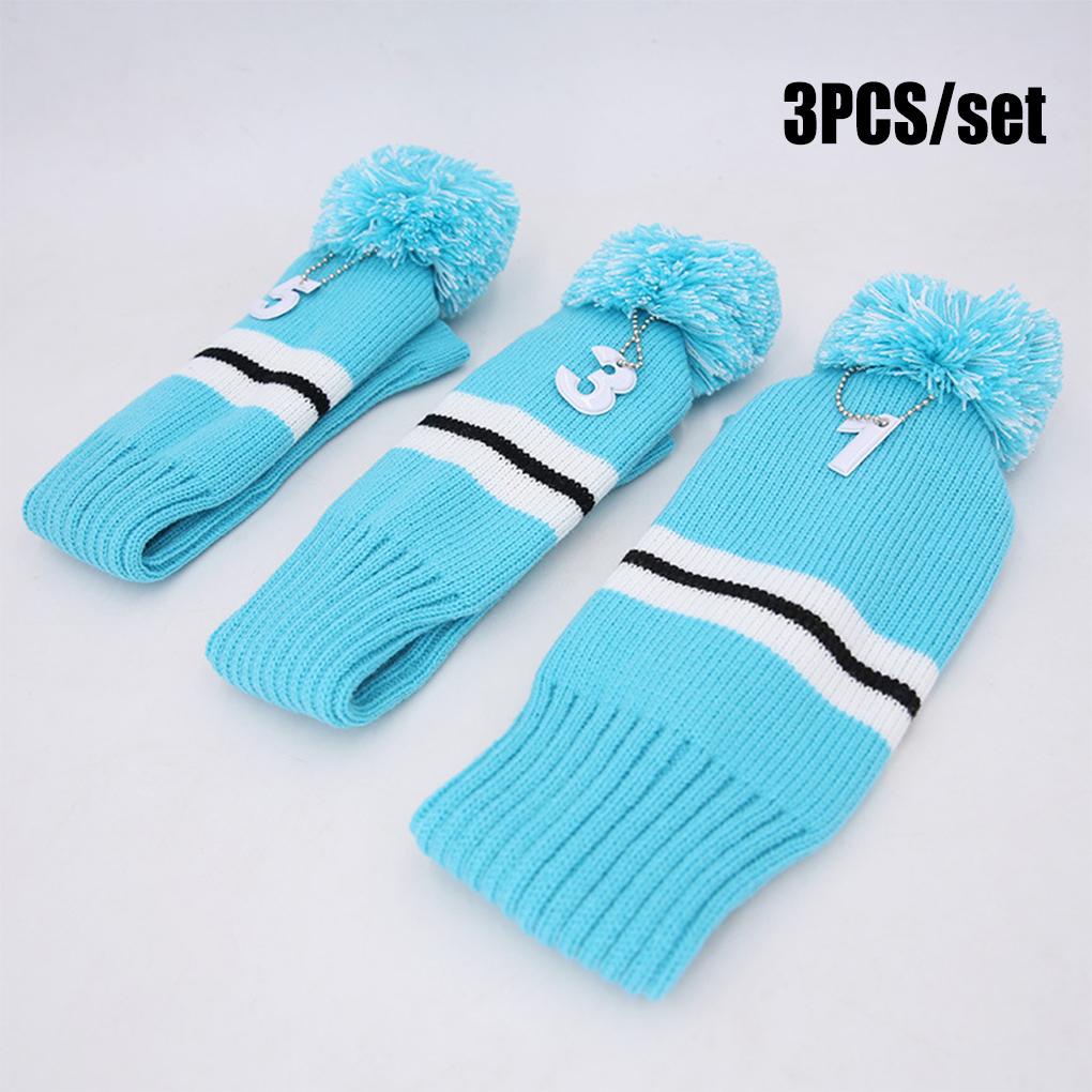 Set 3 Vỏ Bọc Đầu Gậy Đánh Golf Dệt Kim Có Thể Tái Sử Dụng