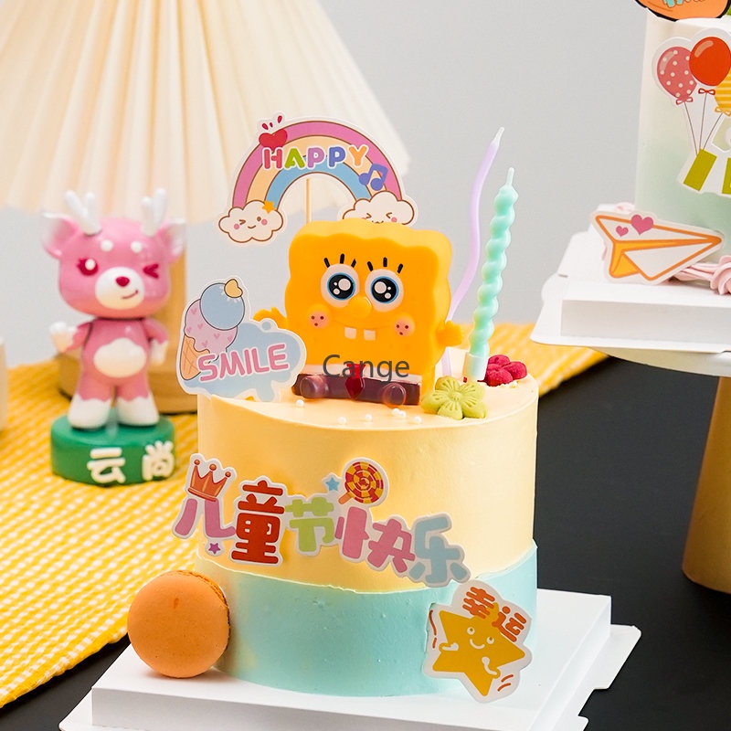 Mô Hình Nhân Vật Hoạt Hình SpongeBob Pie Dễ Thương Trang Trí Bánh Kem Tráng Miệng Cho Bé