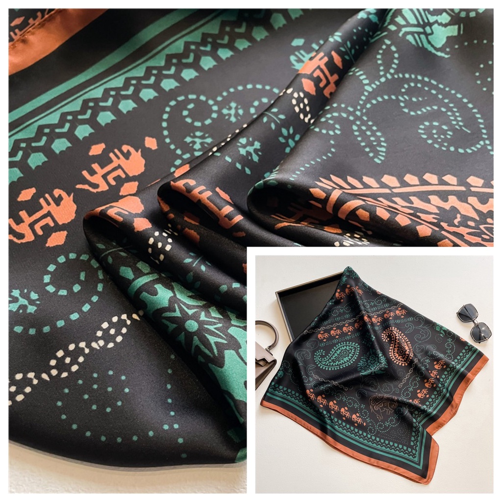 Khăn Choàng Vuông 110cm Bằng Satin Thời Trang Mùa Hè Dễ Phối Đồ