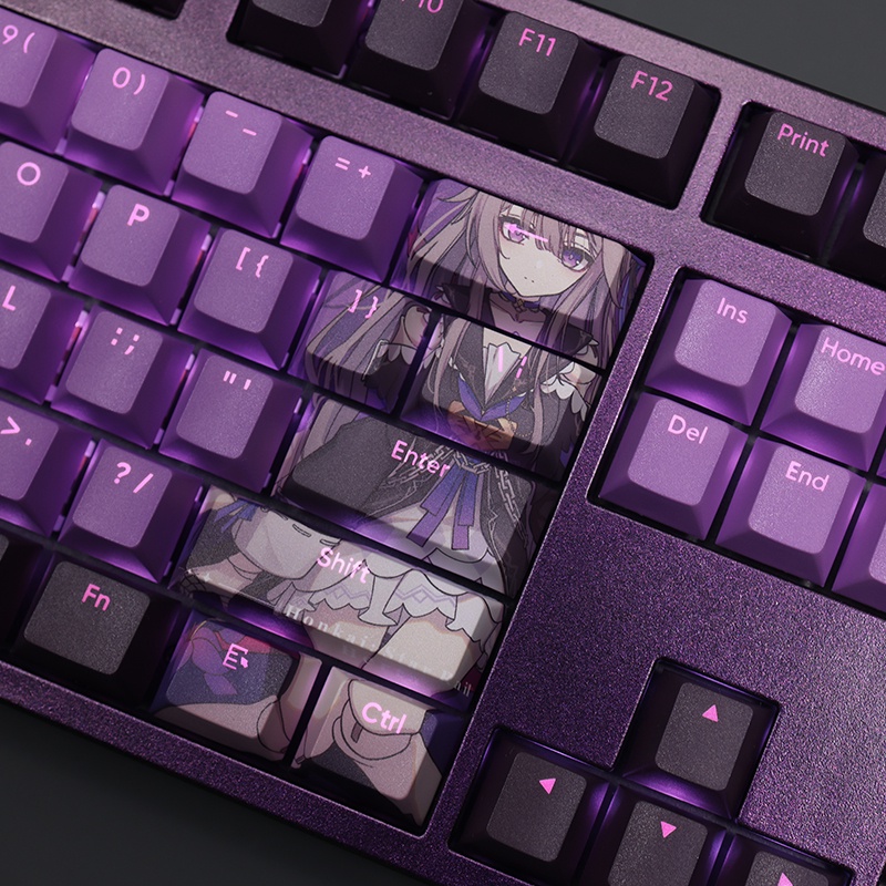 Herta Keycaps Cherry Profile Anime Honkai Star Rail PBT Dye Sub Cơ Keycap Bộ