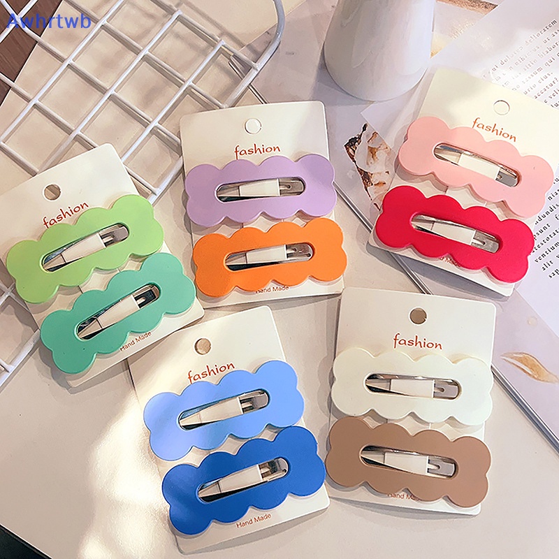 Set 2 Kẹp Tóc 8cm Màu Trơn Dễ Thương Dành Cho Nữ Mới