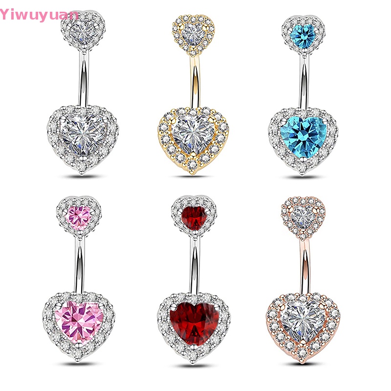 Khuyên Rốn Hình Trái Tim Đôi Bằng Thép Không Gỉ Mới