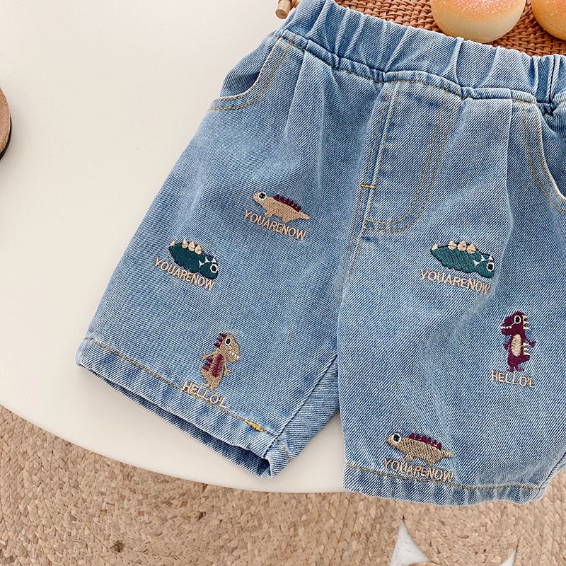 Quần Short Denim In Họa Tiết Hoạt Hình Phong Cách Hàn Quốc Thời Trang Mùa Hè Cho Bé Trai