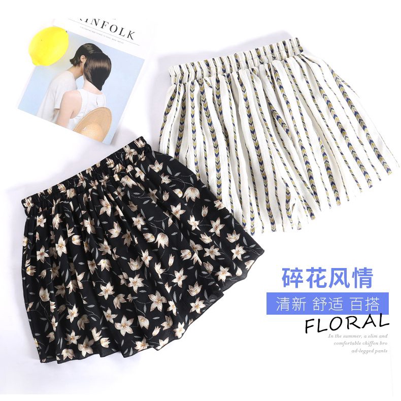 Quần Short Voan Ống Rộng In Họa Tiết Phong Cách Mới Mùa Hè Cho Nữ