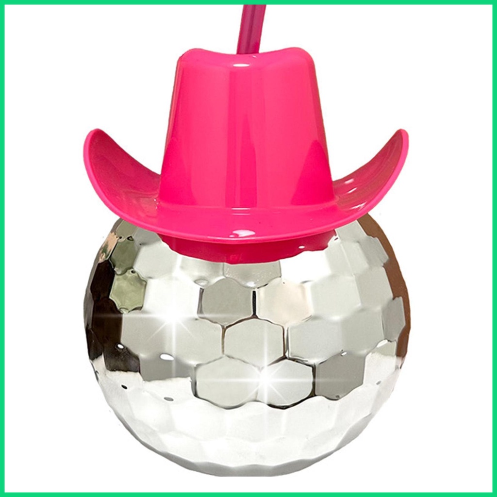 Cốc Cao Bồi Disco Có Nắp Và Ống Hút Kim Tuyến Vui Nhộn Tái Sử Dụng Được Cho jiwvn Jwvn