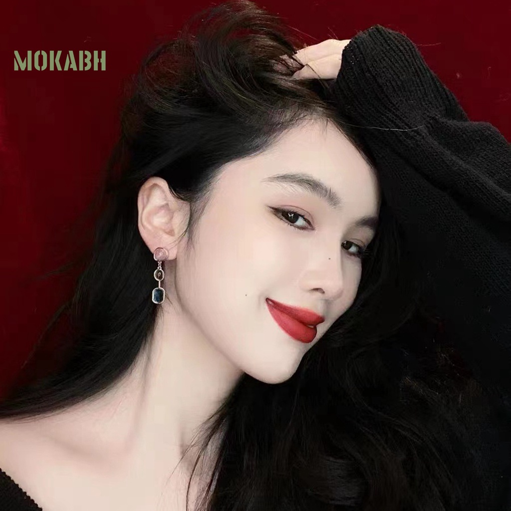 1 Đôi Bông Tai Đá Tự Nhiên Màu Tương Phản Kiểu Thời Trung Cổ