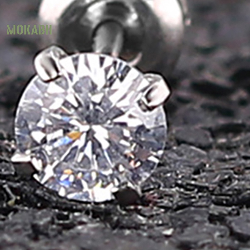 Bông Tai Tròn Bằng Thép Titan Đính Đá Zircon Thời Trang Cho Nam Và Nữ