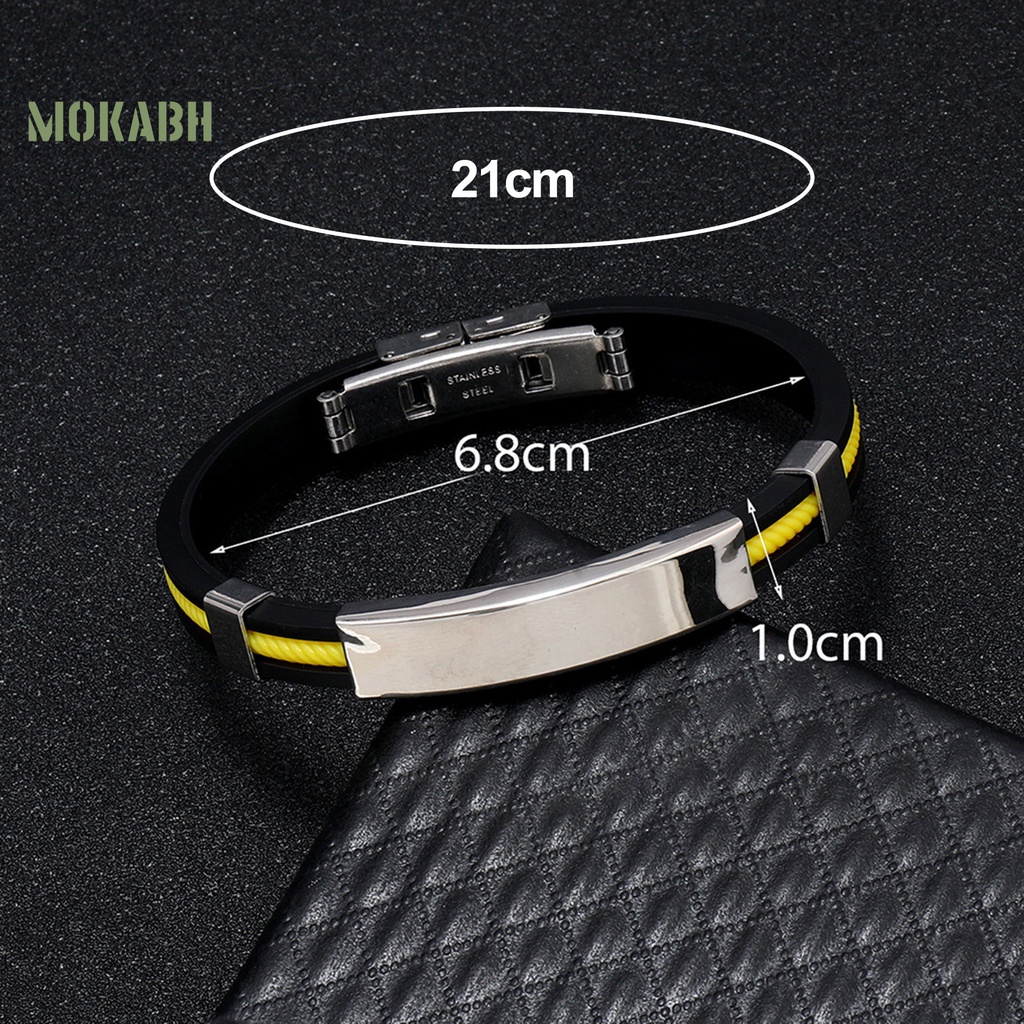 Vòng Đeo Tay Silicone Co Giãn Khóa Bằng Thép Không Gỉ Thời Trang Dành Cho Nam