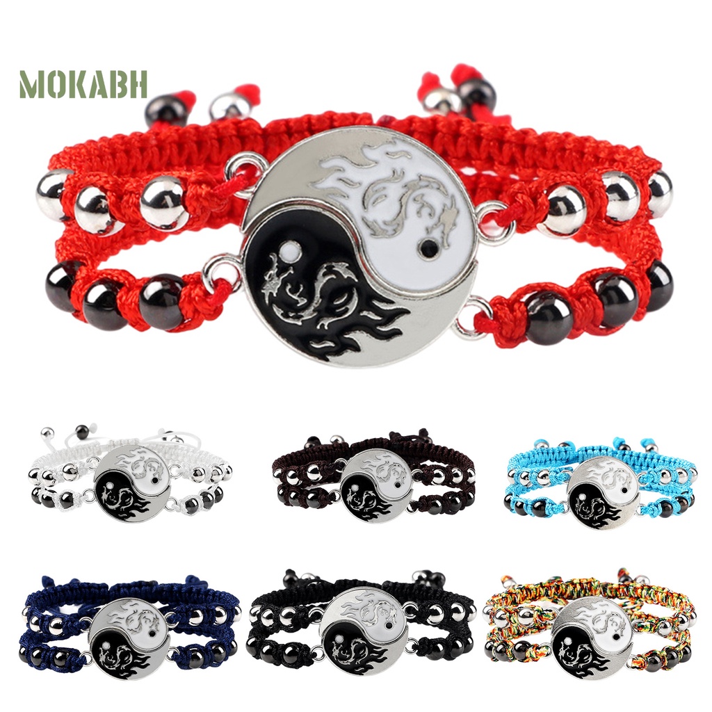 1 Cặp Vòng Tay Dây Bện Mặt Hình Rồng Có Thể Điều Chỉnh Thời Trang Dành Cho Cặp Đôi