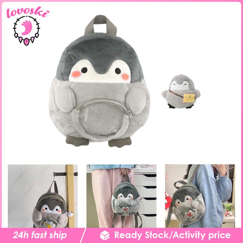 Balo Y2K Hình Chim Cánh Cụt Nhồi Bông Đáng Yêu