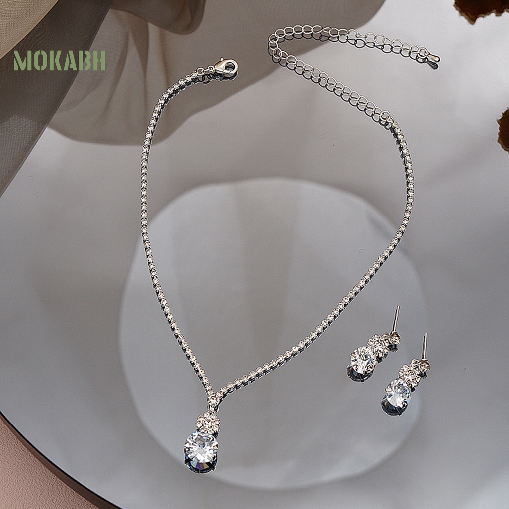 1 Bộ Vòng cổ + Bông Tai Đính Đá Zircon Thời Trang Cho Nữ