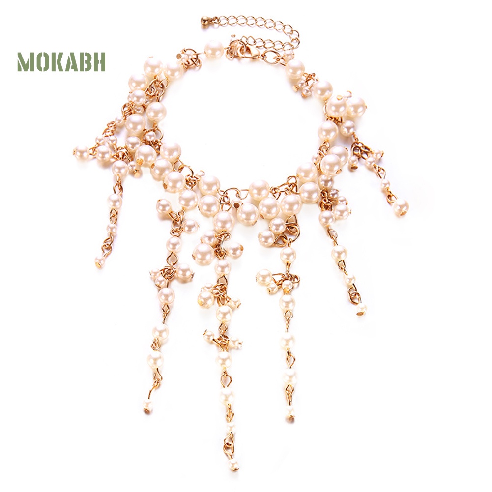 Vòng Tay Chuỗi Hạt Ngọc Trai Nhân Tạo Phối Tua Rua Thời Trang Cho Nữ