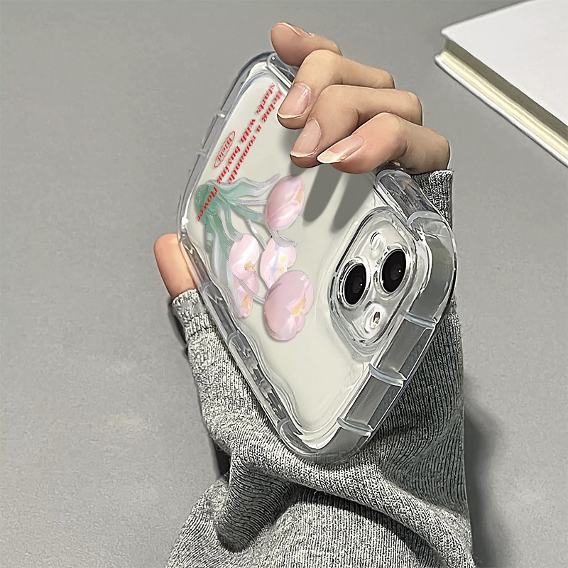 Ốp Điện Thoại TPU Silicone Mềm Trong Suốt Chống Sốc In Hình Hoa Tulip Cho IPhone 13 14 11 12 Pro XS Max X XR 7 + 8 Plus