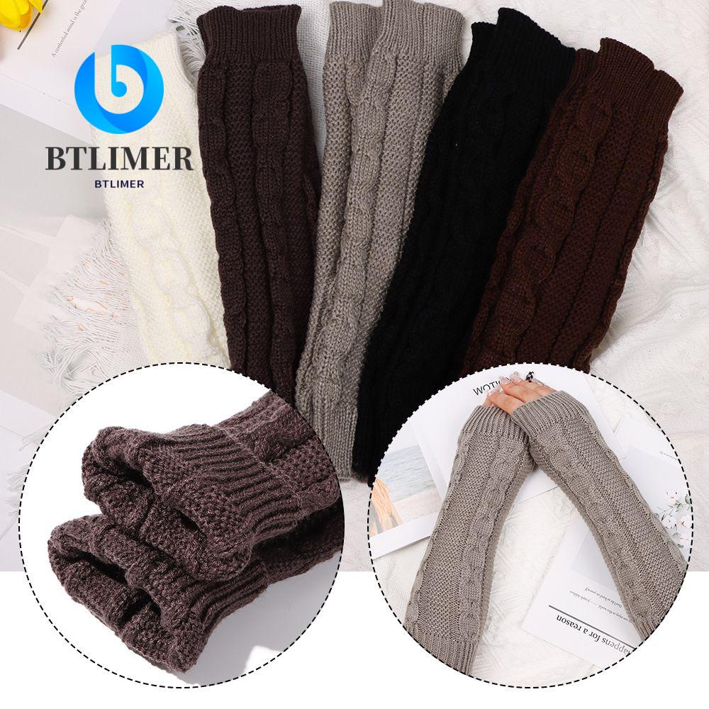 Btlimer Găng Tay Dệt Kim Dài Hở Ngón Giữ Ấm Cho Nữ