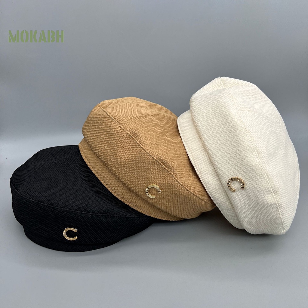 [Mok Abh] Mũ Beret Dệt Kim Polyester Không Vành Dễ Phối Đồ Thời Trang Thường Ngày Cho Nữ