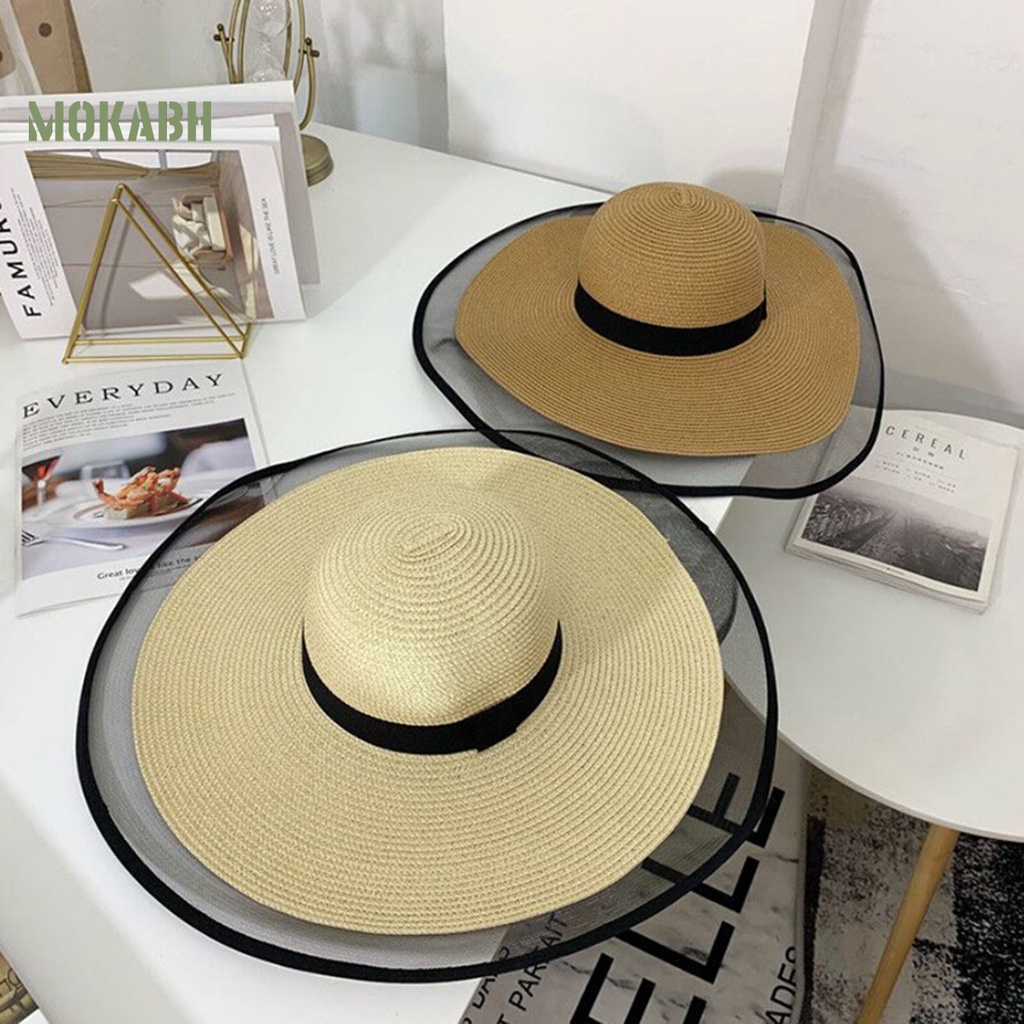 [Mok Abh] Mũ Rộng Vành Kiểu Lưới Phong Cách Bohemia Chống Nắng Đi Biển Ngoài Trời Dành Cho Nữ