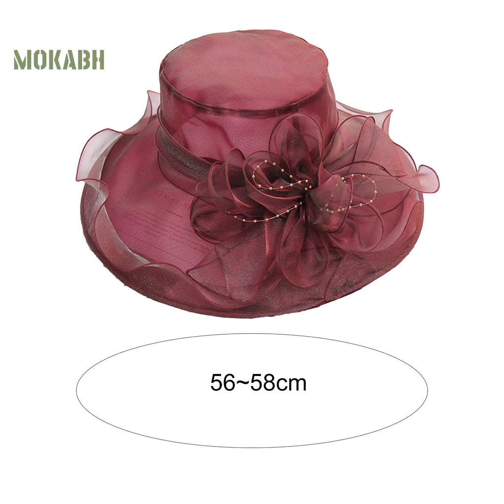 [Mok Abh] Mũ Lưới Vành Rộng Chắc Chắn Phối Hoa Trang Trí Thời Trung Cổ Đi Biển