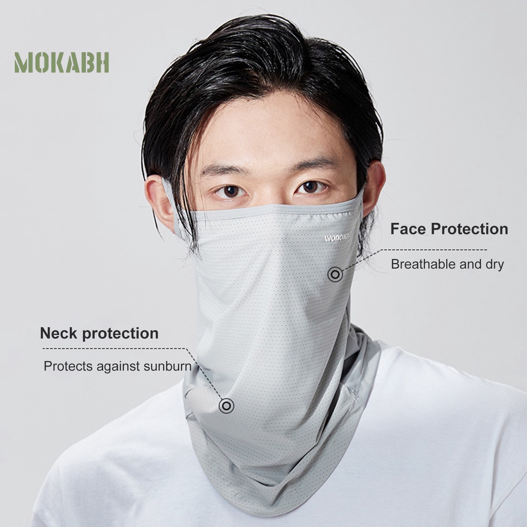 Khăn Quàng Cổ Chống Nắng Bằng Lụa Lạnh Màu Trơn Thêu Chữ Bảo Vệ Tai