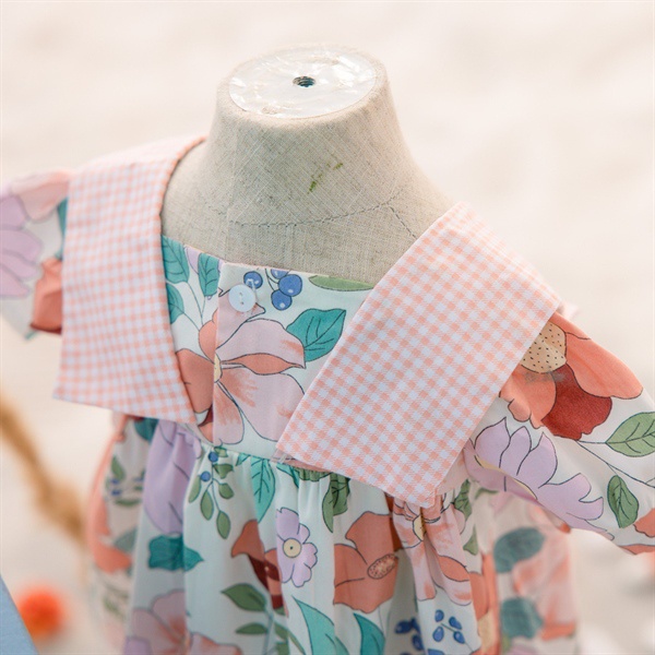 Váy babydoll 5156 phối cổ kẻ