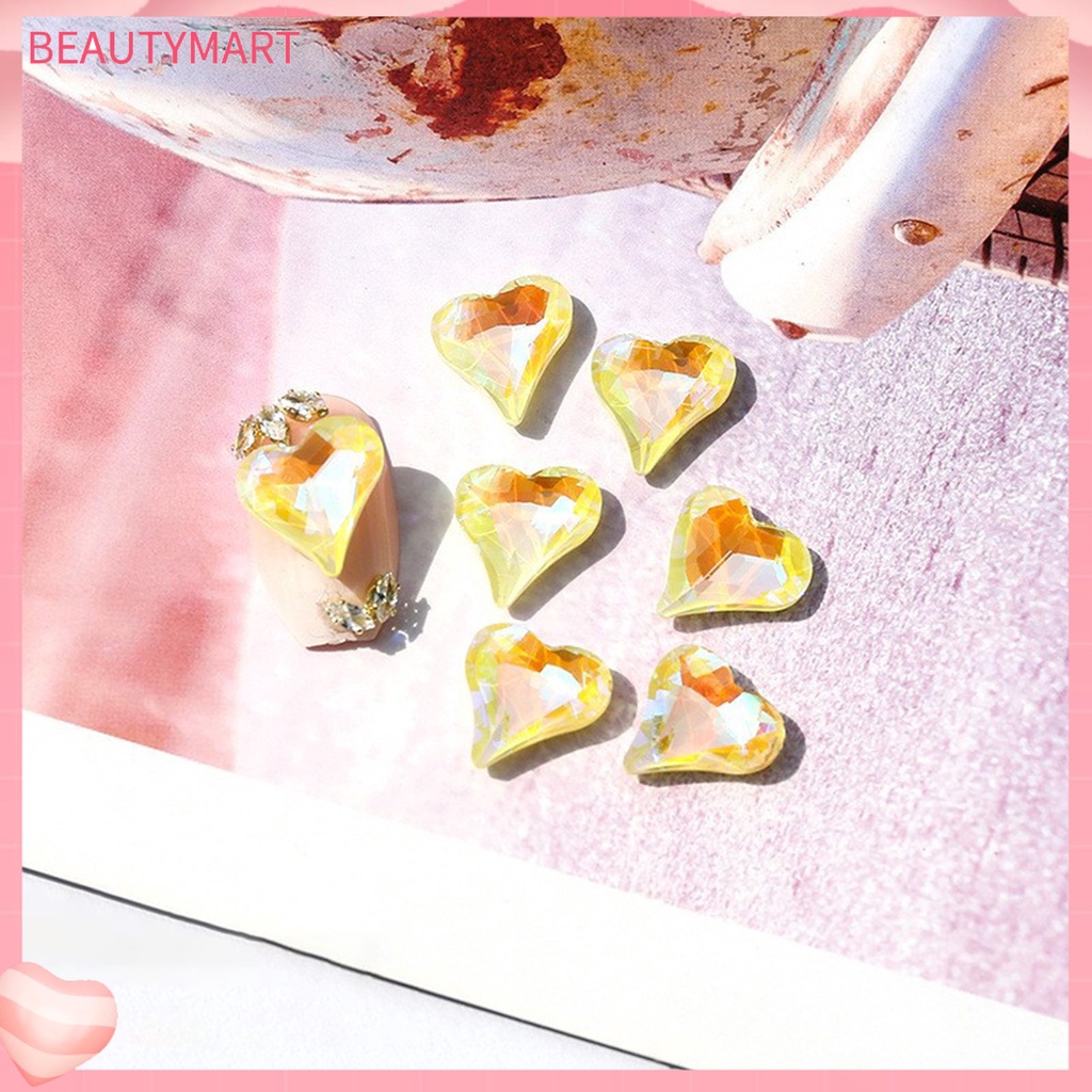 Bộ 10 Hạt Đá Hình Trái Tim Trang Trí Móng Tay DIY