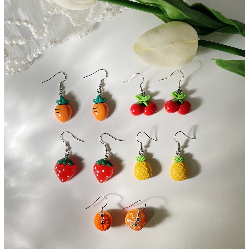 Set 5 Đôi Bông Tai Hình Trái Cây Dễ Thương Cho Nữ