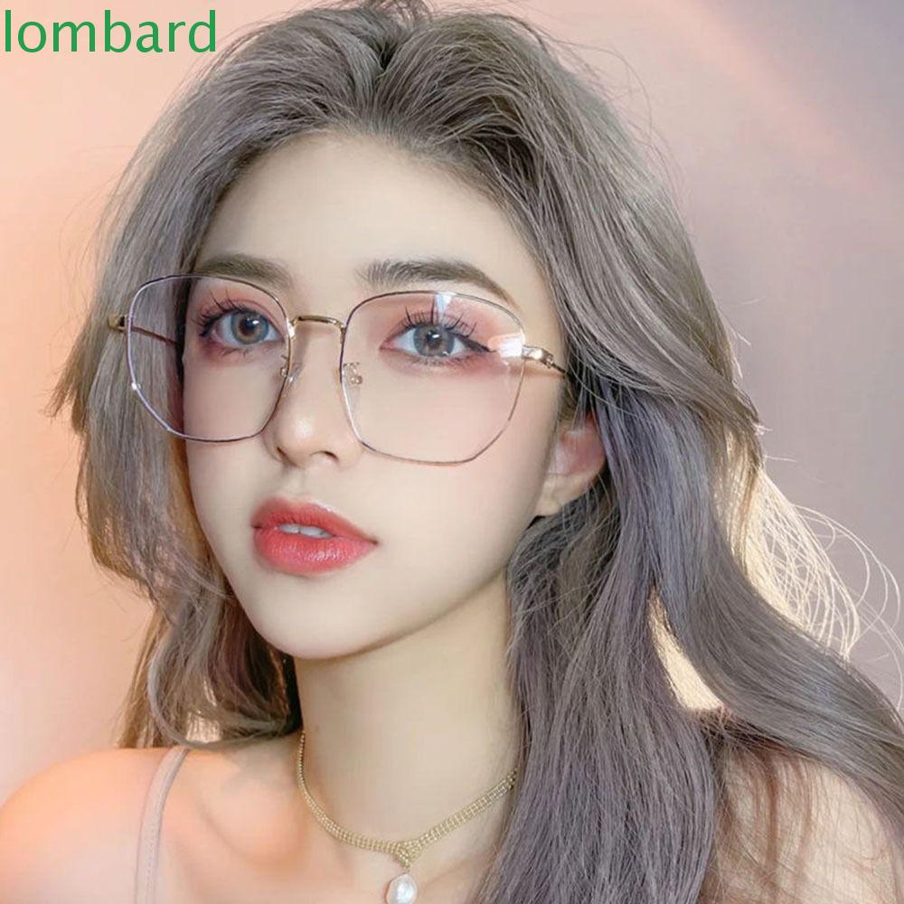 Mắt Kính Chống Bức Xạ Ánh Sáng Xanh Gọng Kim Loại Đa Giác Phong Cách Hàn Quốc