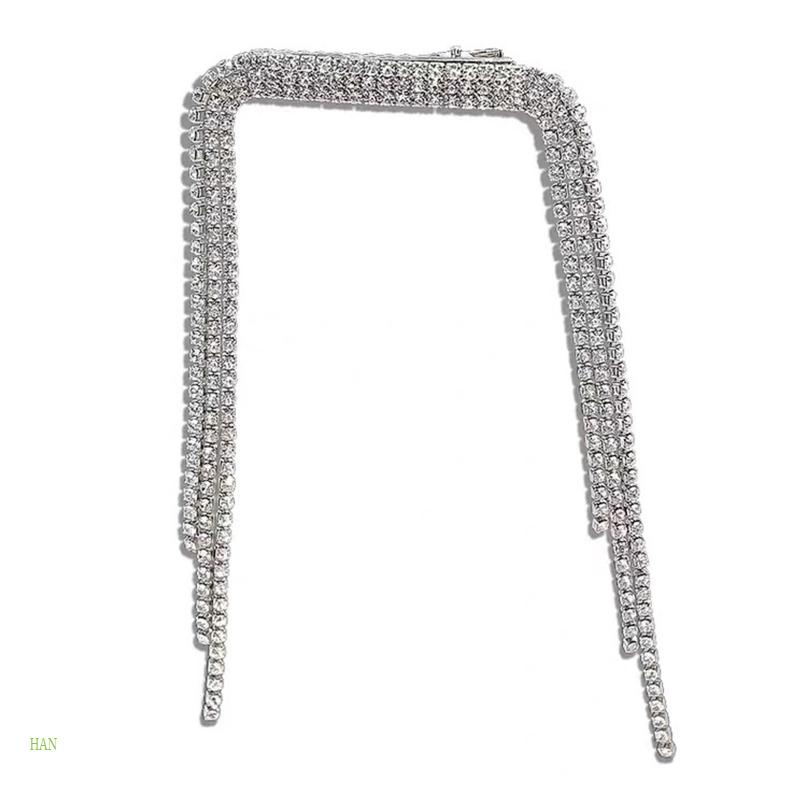 Kẹp Tóc Tua Rua Dài Đính Đá Chống Trượt Hóa Trang