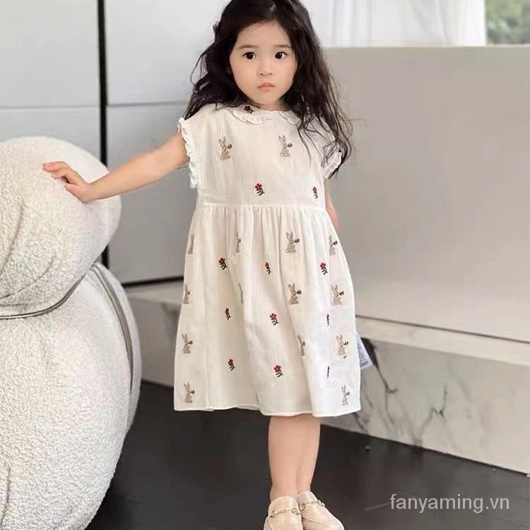 Đầm Búp Bê In Hình Thỏ 23 Tuổi Thoáng Khí Thời Trang Mùa Hè Dành Cho Bé Gái N9GV