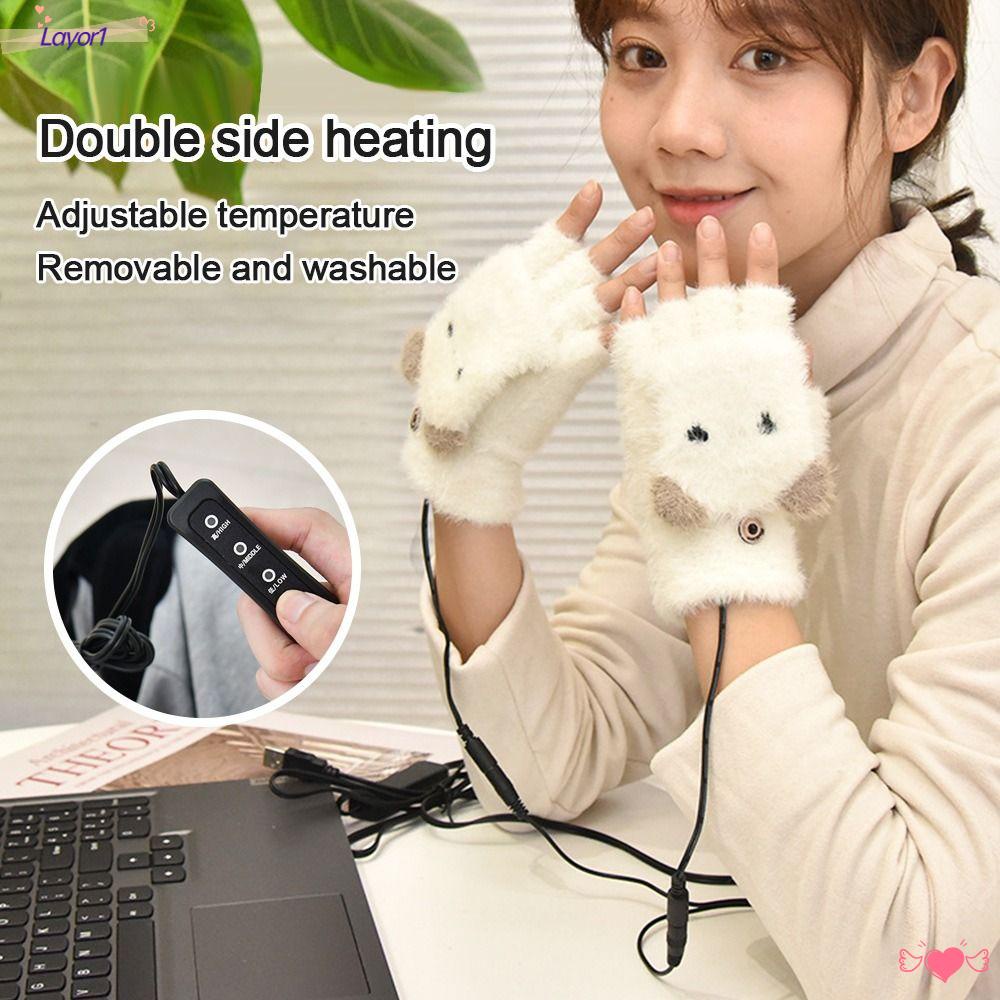 Layor1 Găng Tay Dệt Kim Không Ngón Có Thể Điều Chỉnh Nhiệt Độ Có Thể Sạc Lại Bằng Cổng USB