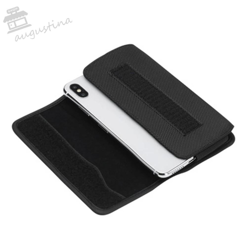 Ốp Điện Thoại Vải Oxford Nắp Gập Phối Dây Thắt Lưng Cho AUGUSTINA 3.5-6.3inch