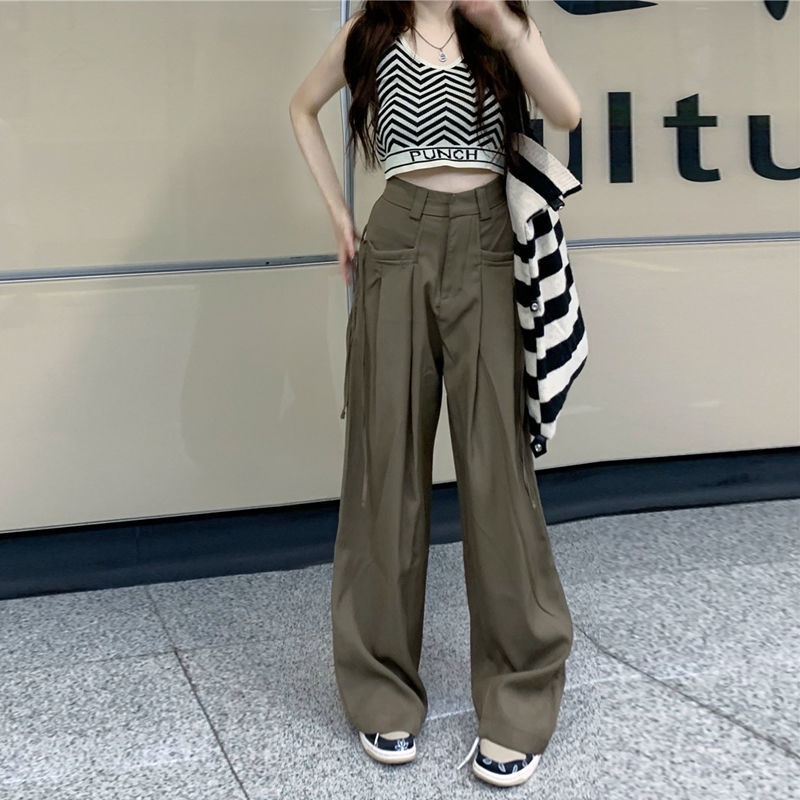 COZOK Quần ống rộng Lưng Cao Thời Trang retro Cá Tính