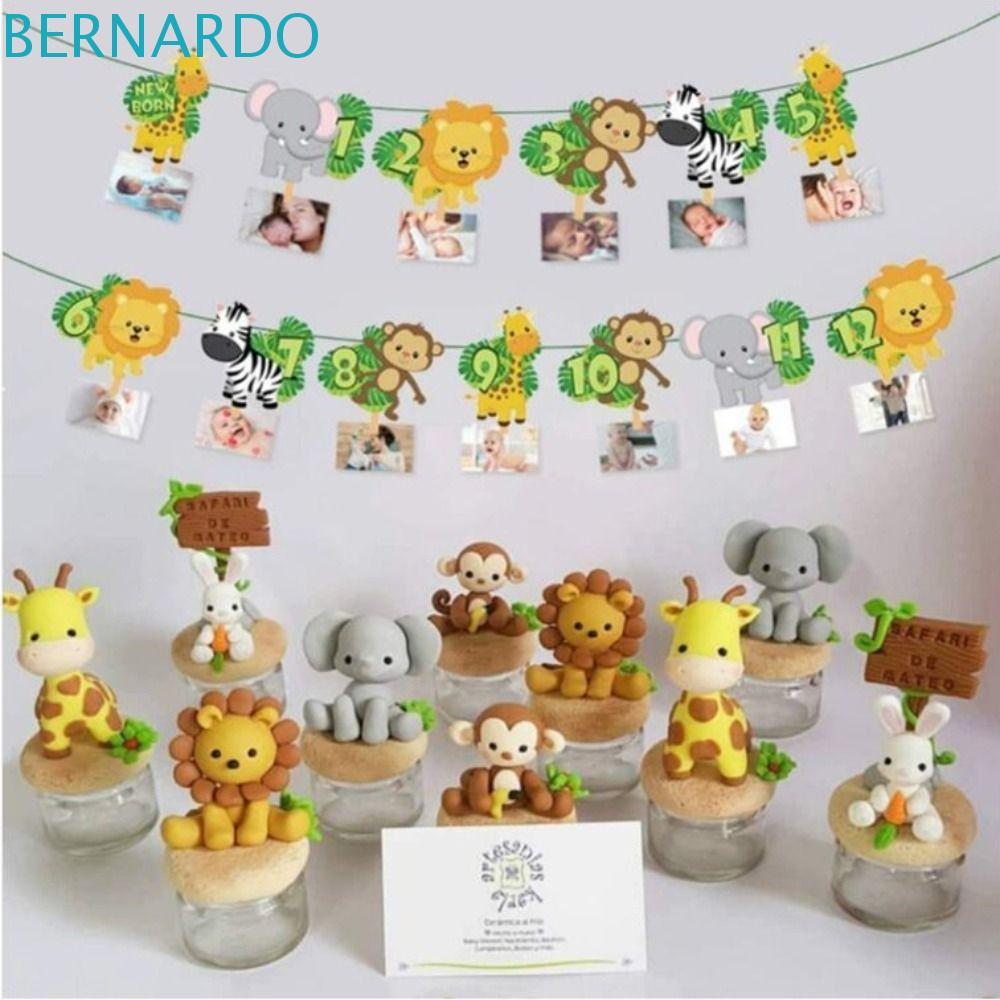 Dây Cờ Treo Trang Trí Tiệc Sinh Nhật 12 Tháng In Hình Động Vật Cho Bé