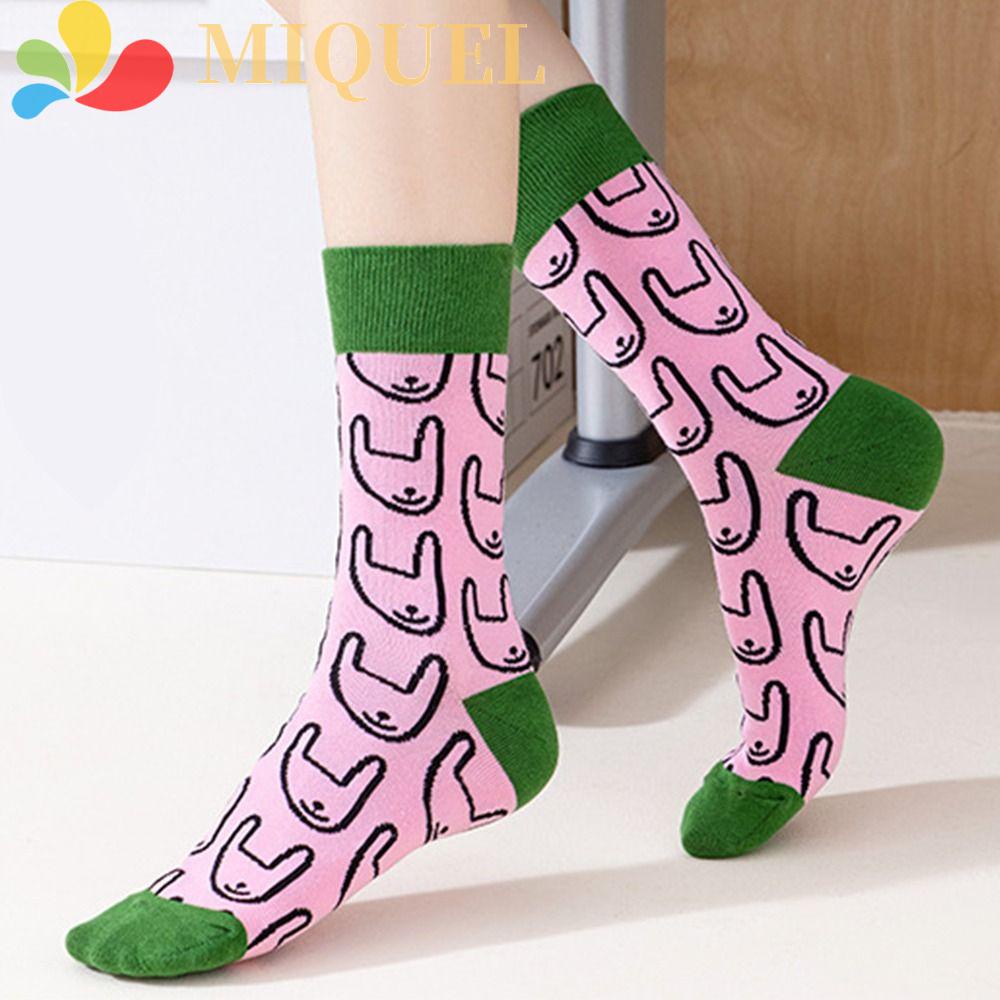 Miquel Vớ Ống Lửng Bằng Vải Cotton Mỏng Họa Tiết Tương Phản Dễ Thương Thời Trang Harajuku