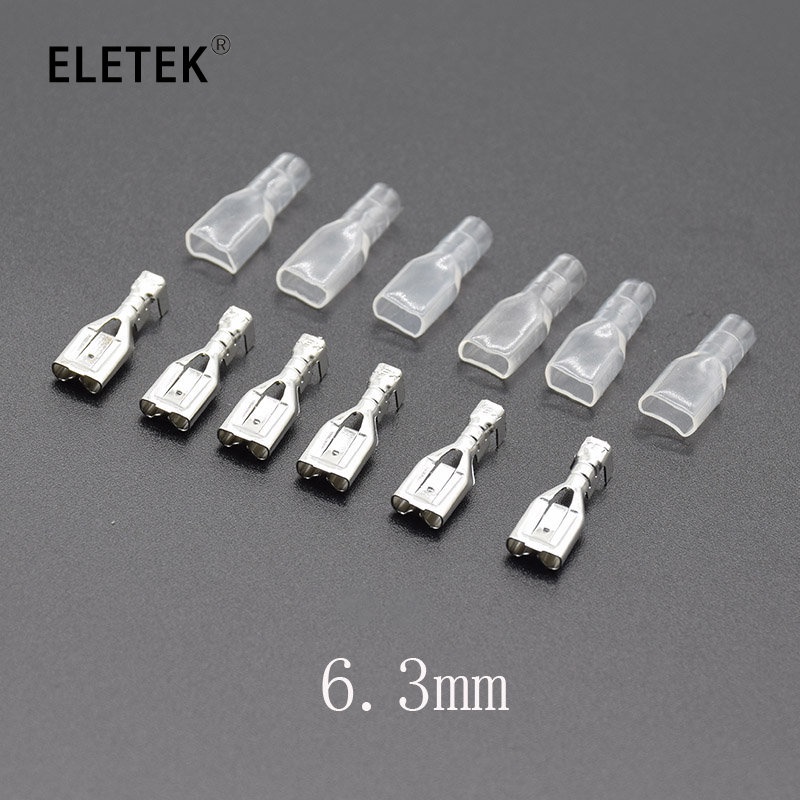 Set 50 Đầu Nối Dây 2.8MM / 4.8MM / 6.3mm 2.8 / 4.8 / 6.3 Female Kèm Vỏ Bọc Cách Điện 22-16AWG