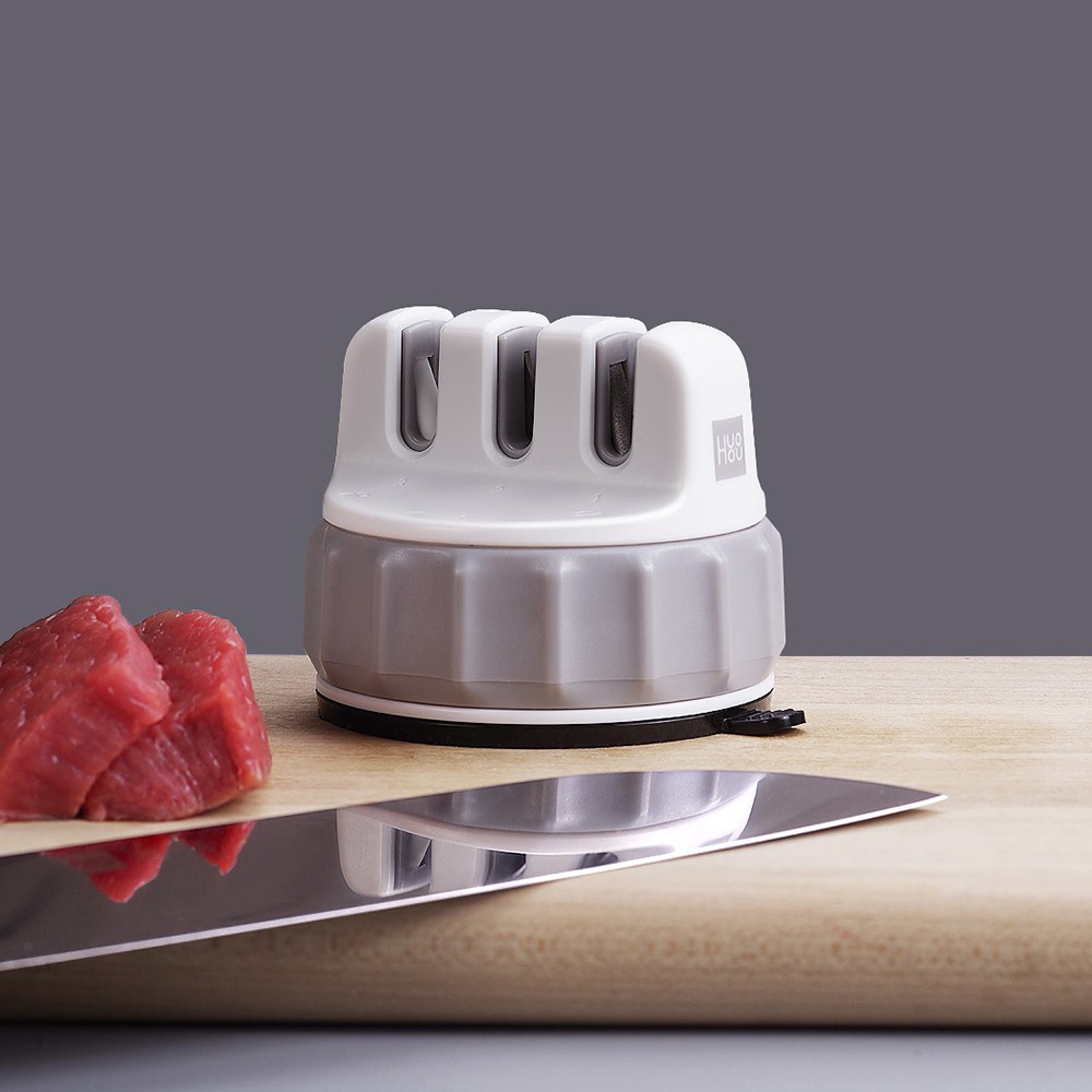 Máy mài dao mini Xiaomi Youpin Huohou Thiết kế ba hộp chất lượng cao và tiện lợi Đá mài kim cương Dụng cụ mài dao nhà bếp Gia dụng Giao hàng nhanh tận nơi