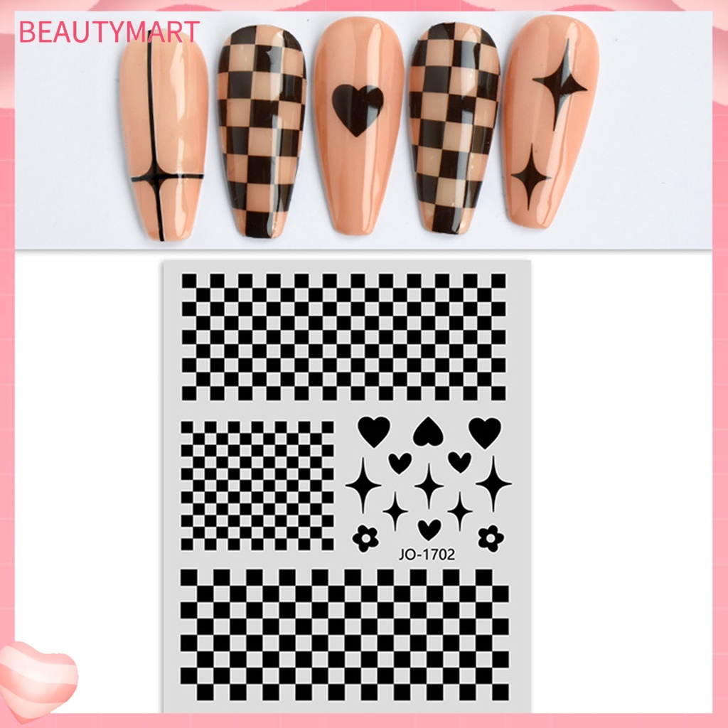 [beautymart] Miếng Dán Trang Trí Móng Tay Tự Dính Họa Tiết Tinh Tế Có Thể Tháo Rời Dễ Sử Dụng