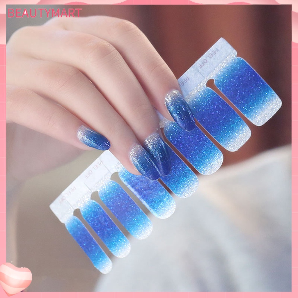 Miếng Dán Trang Trí Móng Tay Toàn Diện Màu Gradient Lấp Lánh