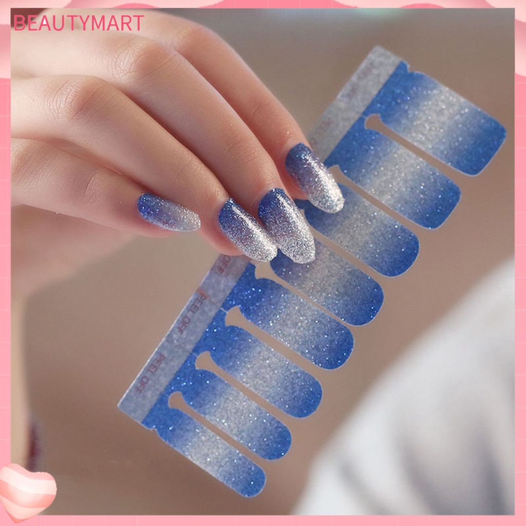 Miếng Dán Trang Trí Móng Tay Toàn Diện Màu Gradient Lấp Lánh