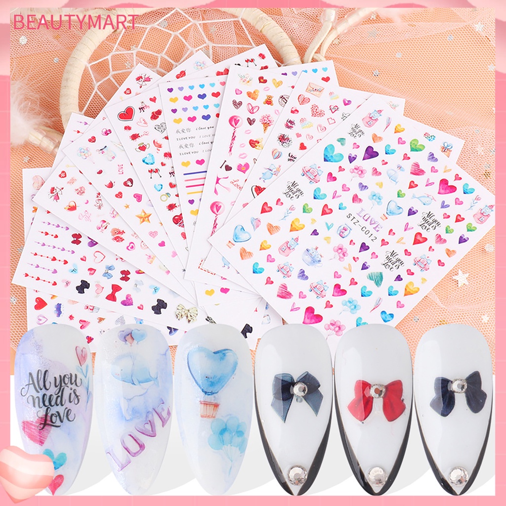 Miếng Dán Trang Trí Móng Tay Hình Trái Tim Dễ Thương Dành Cho Cặp Đôi