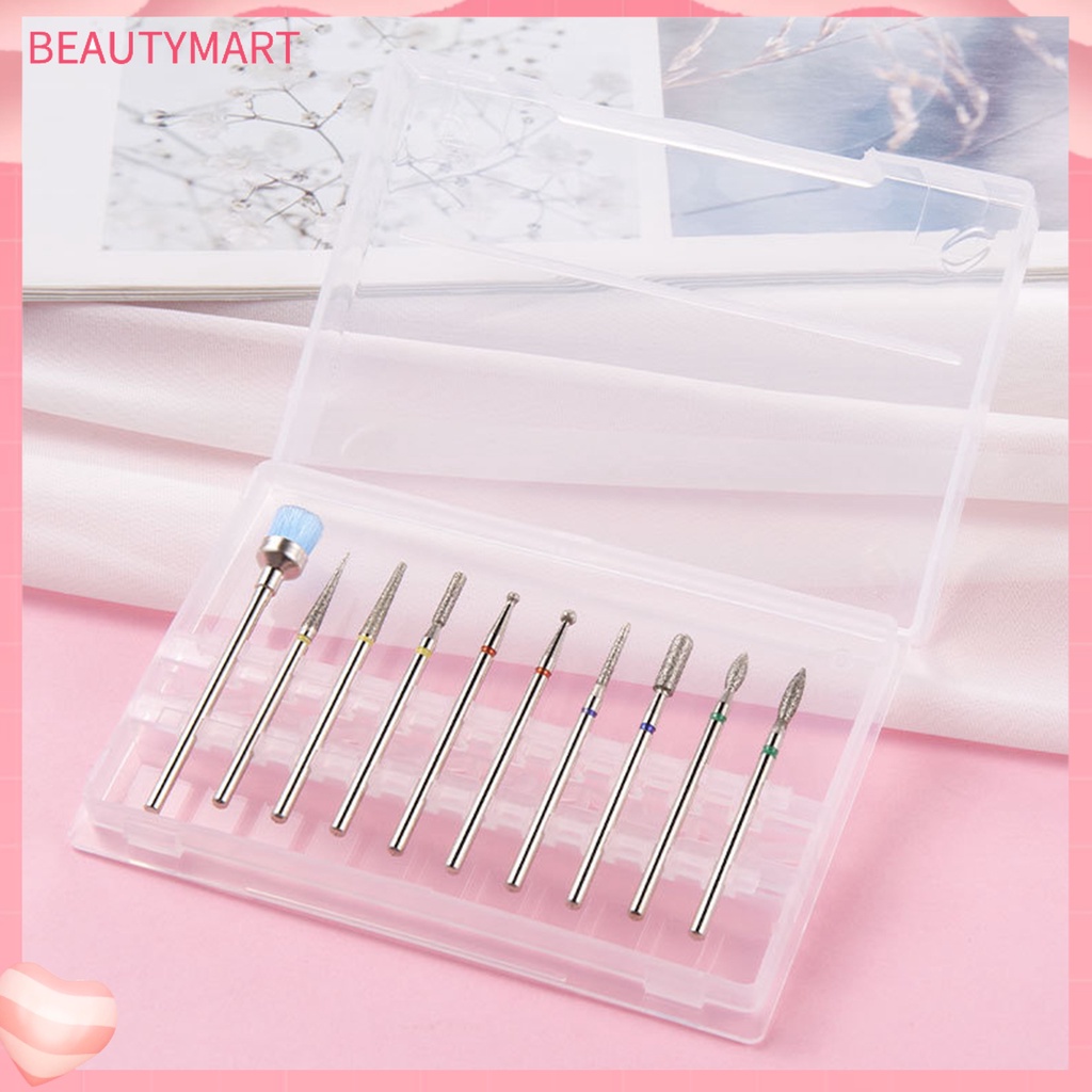 Hộp 10 Mũi Khoan Đánh Bóng Móng Tay Độ Bền Cao Thông Dụng Cho Nữ