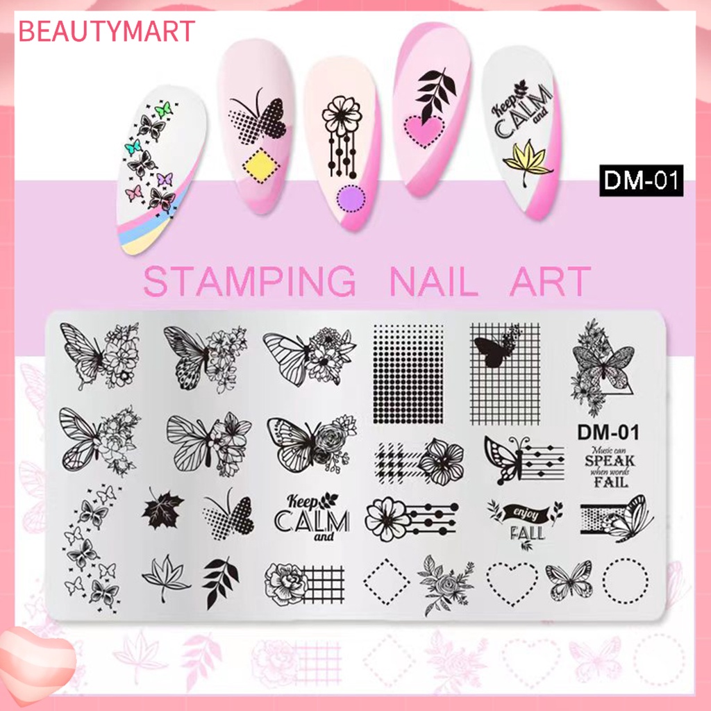 Khuôn Trang Trí Móng Tay Bằng Thép Không Gỉ Họa Tiết Tinh Tế Có Thể Tái Sử Dụng