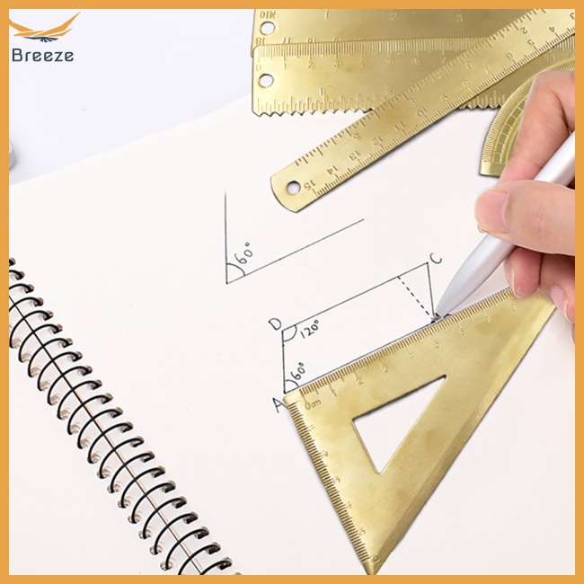 Thước Đo Góc Tam Giác Bằng Đồng Thau Phong Cách Cổ Điển Tiện Dụng Cho Văn Phòng / Trường Học