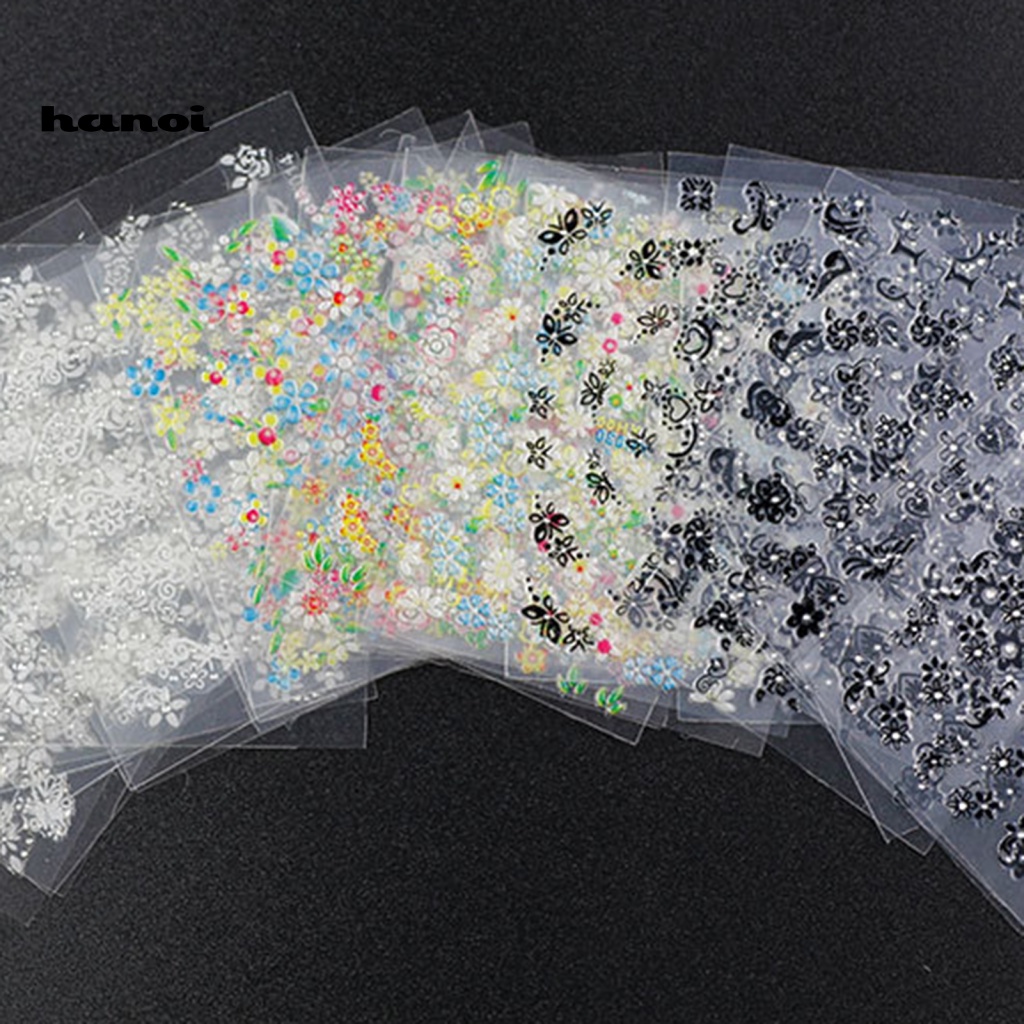 1 Bộ Miếng Dán Móng Tay Bằng Nhựa Siêu Mỏng In Họa Tiết Hoa Tinh Tế Thời Trang Cho Nữ